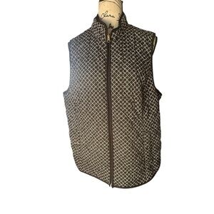 Croft & Barrow Black and White Chain Pattern Vest gold tone accents